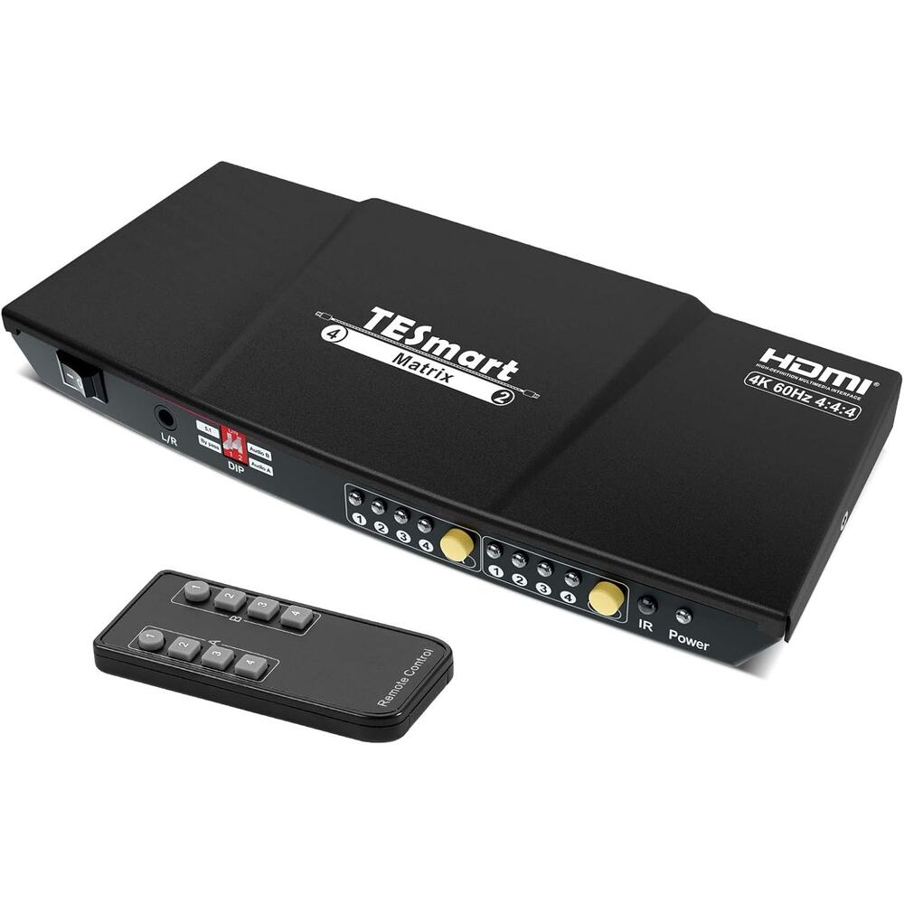 TESmart 4x2 HDMI Matrix Switch Splitter, 4K@60Hz HDMI Switcher Box,4 in 2 Out